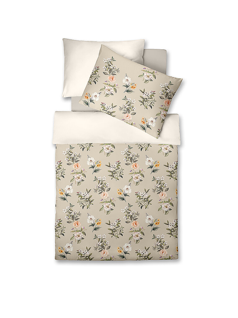 FLEURESSE Satin Bettwäsche 70x90cm/140x200cm BED ART Wildflower Cream beige