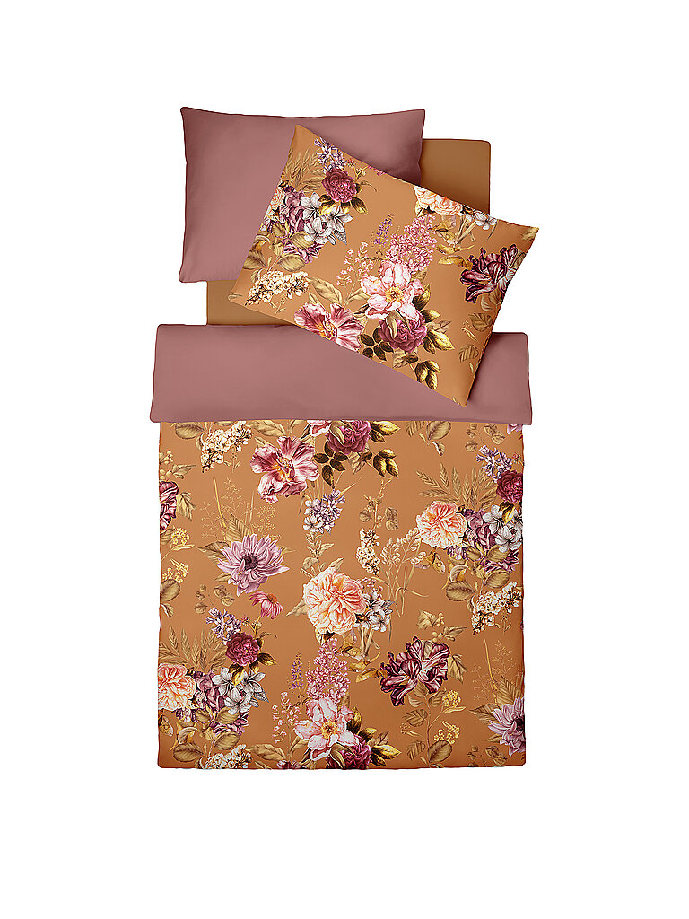 FLEURESSE Satin Bettwäsche 70x90cm/140x200cm BED ART Cinamon Spice orange