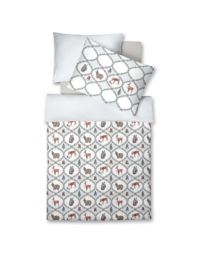 FLEURESSE Satin Bettwäsche SWEET ART 70x90cm / 140x200cm Winter  hellgrün