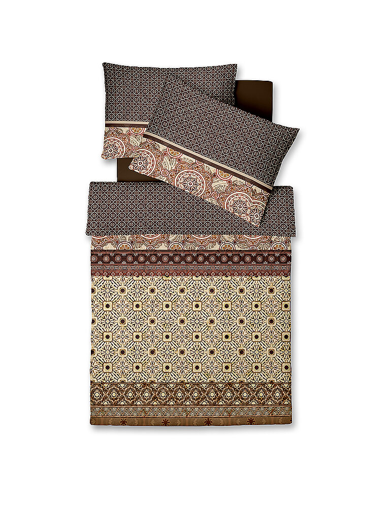 FLEURESSE Satin Bettwäsche MODERN ART 2x70x90cm/200x200cm Brown braun