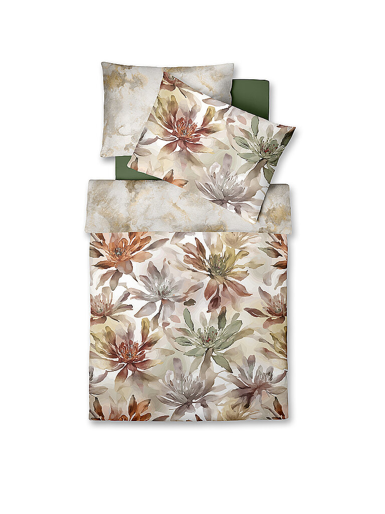 FLEURESSE Satin Bettwäsche Satin Bettwäsche FLOWER ART 2x70x90cm/200x200cm braun