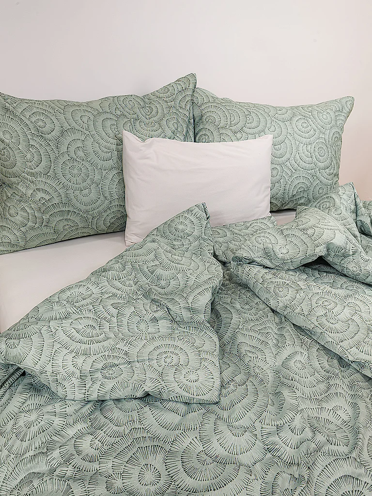 FLEURESSE Parure de lit en satin MODERN LIFE 70x90cm / 140x200cm Eclipse vert clair