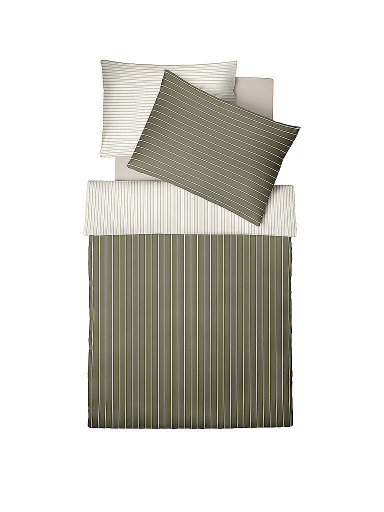 FLEURESSE Satin Bettwäsche MODERN CLASSIC B 70x90cm / 140x200cm Matcha Brew  dunkelgrün