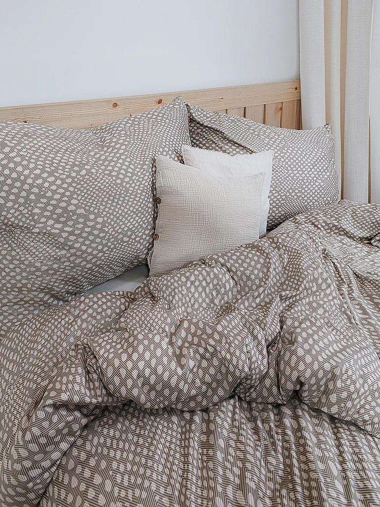 FLEURESSE Parure de lit en jersey TOPAS 70x90cm/140x220cm Hazel Dust marron clair