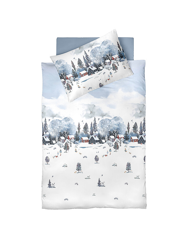 FLEURESSE Flanell Bettwäsche 70x90cm/140x200cm ASPEN Blue bunt