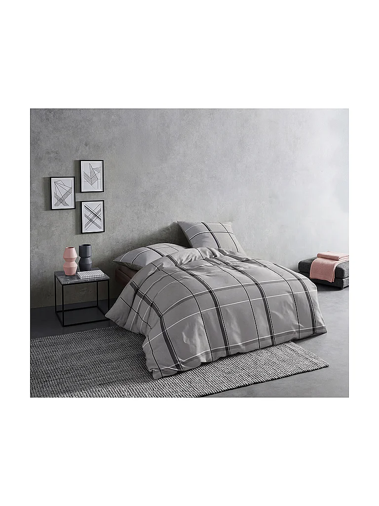 FLEURESSE Parure de lit en flanelle LECH 70x90cm/140x200cm Gris gris