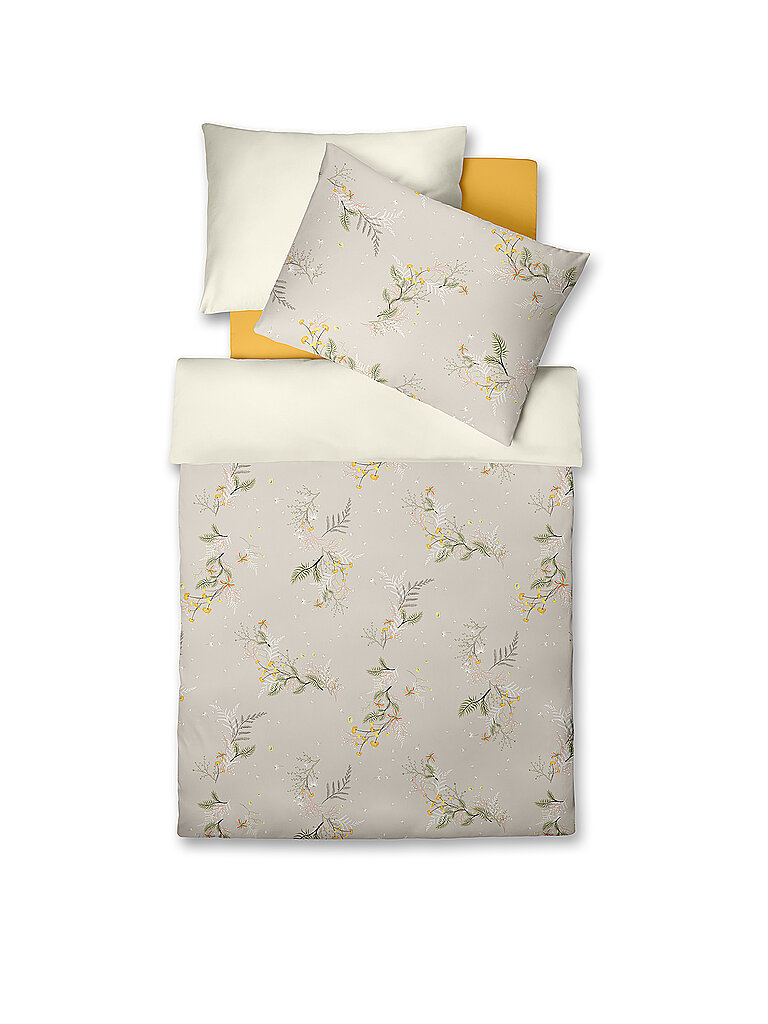 FLEURESSE Satin Bettwäsche 70x90cm/140x200cm BED ART Light Garden beige