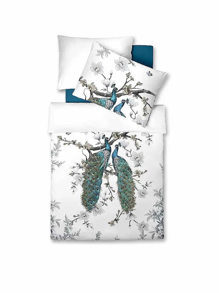 FLEURESSE | Batist Bettwäsche Saint Tropez 70x90cm / 140x200cm Pfau/Blau | blau