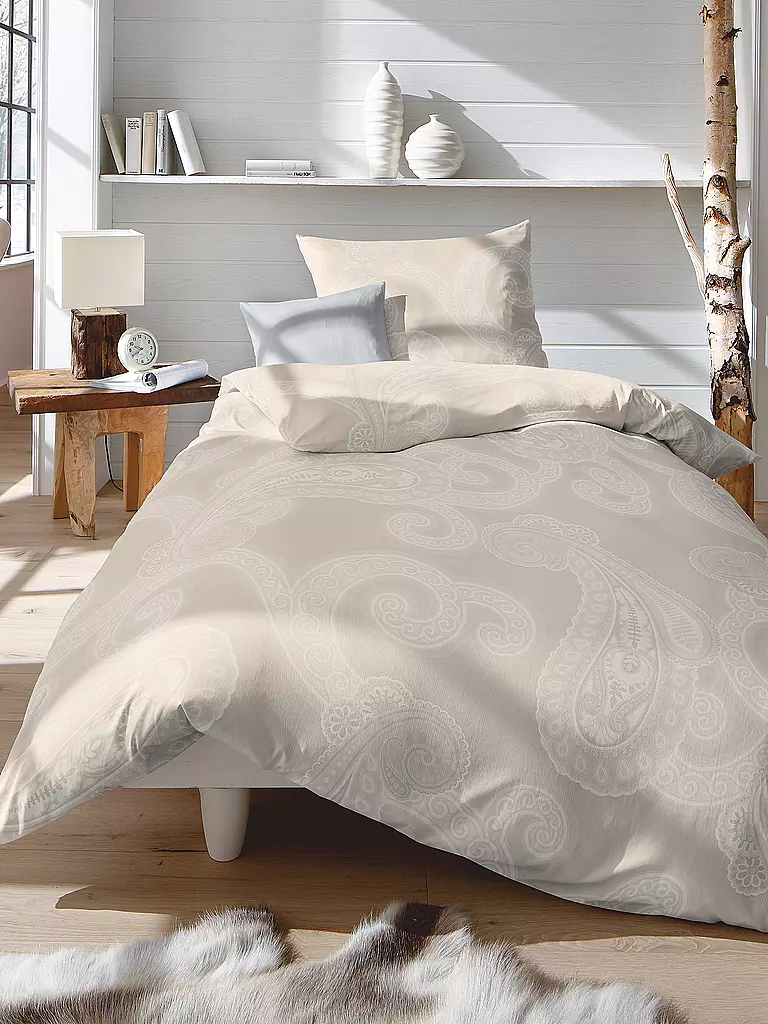 FLEURESSE | Flanell Bettwäsche LECH 70x90cm/140x200cm Mandel  | creme