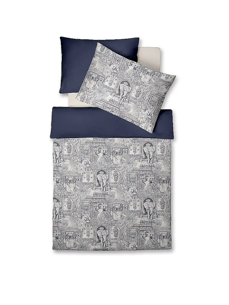 FLEURESSE | Satin Bettwäsche 70x90cm/140x200cm BED ART Indigo | dunkelblau