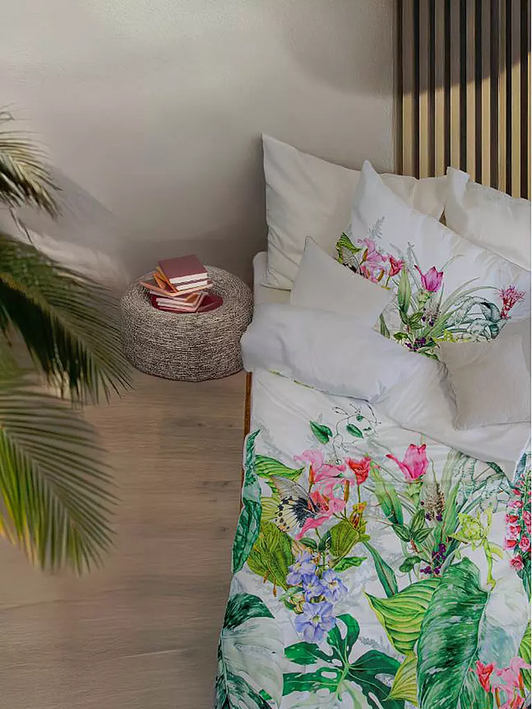 FLEURESSE | Satin Bettwäsche BED ART 70x90cm/140x200cm Aqua | weiss