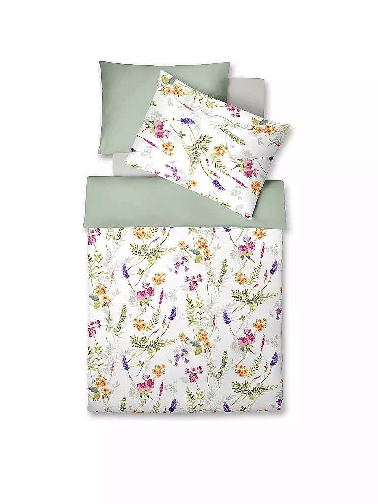FLEURESSE | Satin Bettwäsche BED ART 70x90cm/140x200cm Coral | weiss