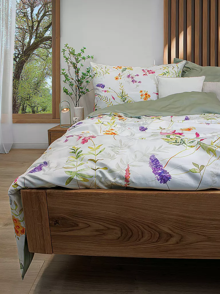 FLEURESSE | Satin Bettwäsche BED ART 70x90cm/140x200cm Coral | weiss