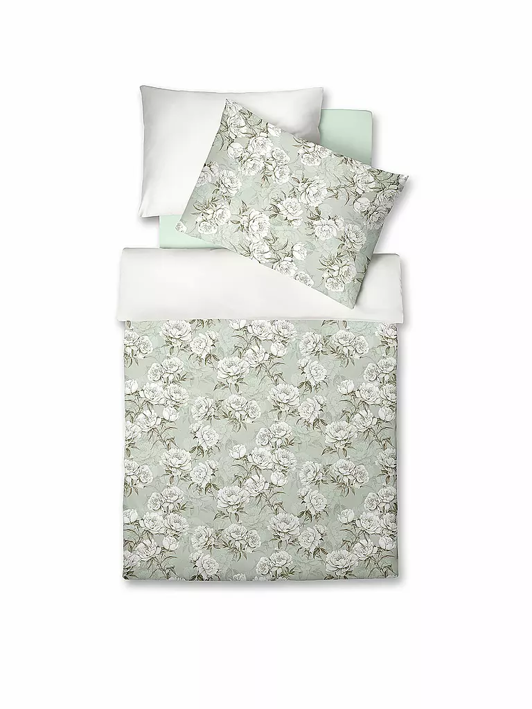 FLEURESSE | Satin Bettwäsche BED ART 70x90cm/140x200cm Honeydew | hellgrün