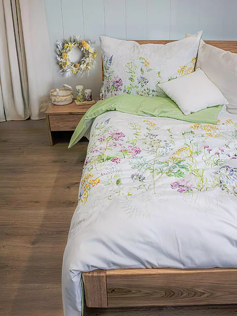 FLEURESSE | Satin Bettwäsche BED ART 70x90cm/140x200cm Multicolor | hellgrün