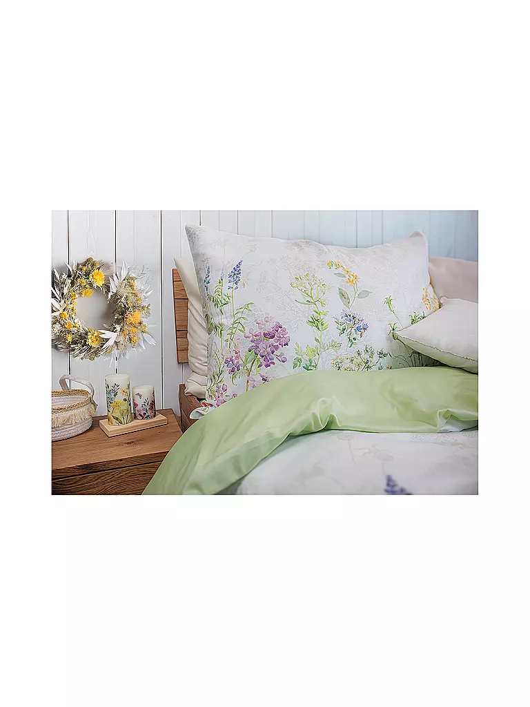 FLEURESSE | Satin Bettwäsche BED ART 70x90cm/140x200cm Multicolor | hellgrün