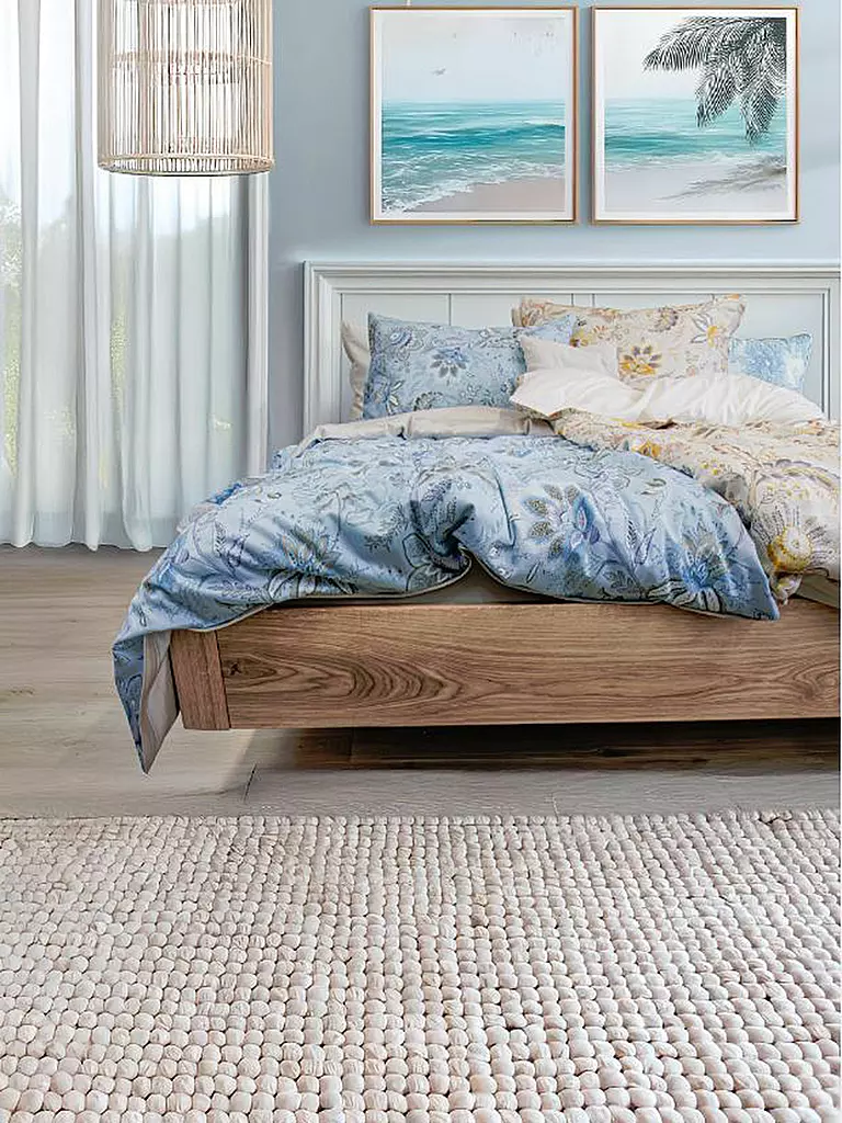 FLEURESSE | Satin Bettwäsche MIAMI 70x90cm/140x220cm  Powder Blue | gelb