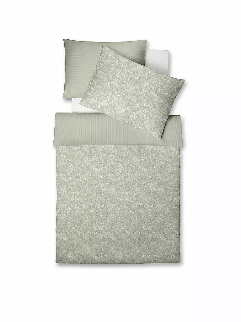 FLEURESSE | Satin Bettwäsche MODERN GARDEN 70x90cm/140x200cm  | hellgrün