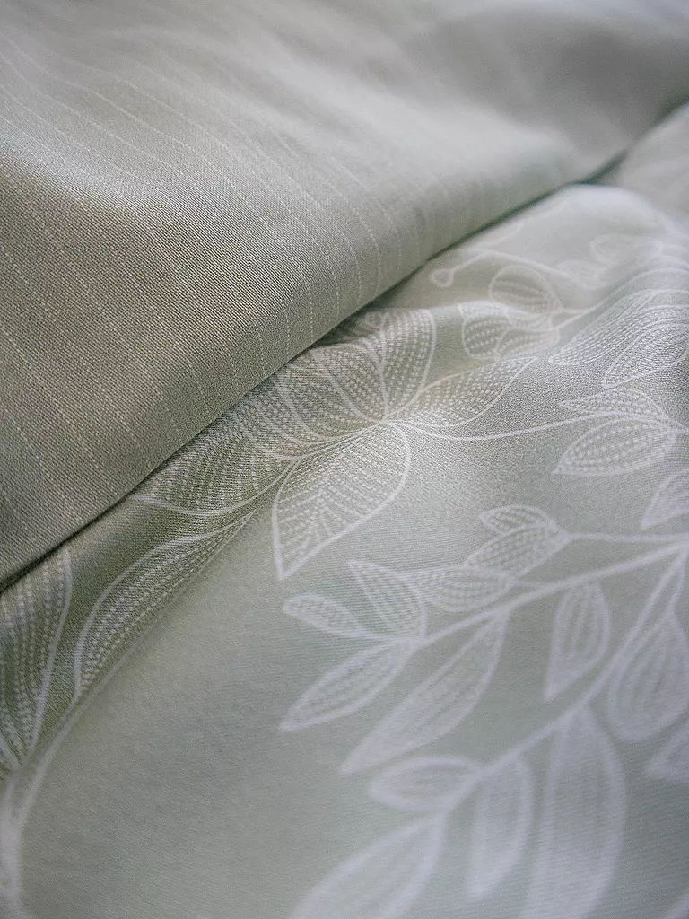 FLEURESSE | Satin Bettwäsche MODERN GARDEN 70x90cm/140x200cm | hellgrün