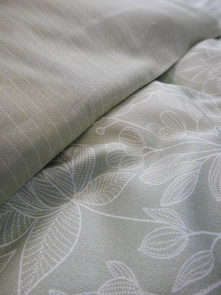 FLEURESSE | Satin Bettwäsche MODERN GARDEN 70x90cm/140x200cm | hellgrün