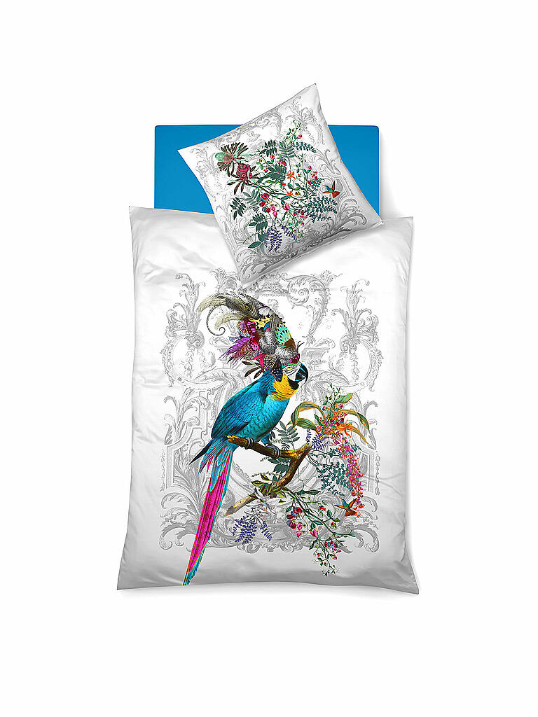 FLEURESSE | Satin-Bettwäsche "Flower Art" 70x90cm/140x200cm (bunt/papagei) | bunt
