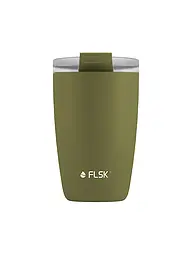 FLSK | Isolierbecher - Thermosbecher CUP Coffee to go-Becher 0,35l Edelstahl White | Olive
