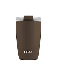 FLSK | Isolierbecher - Thermosbecher CUP Coffee to go-Becher 0,35l Edelstahl White | Braun