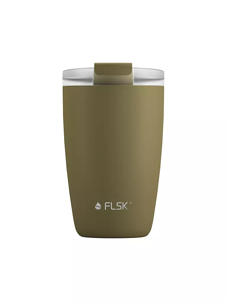 FLSK | Isolierbecher - Thermosbecher CUP Coffee to go-Becher 0,35l Edelstahl Khaki | olive