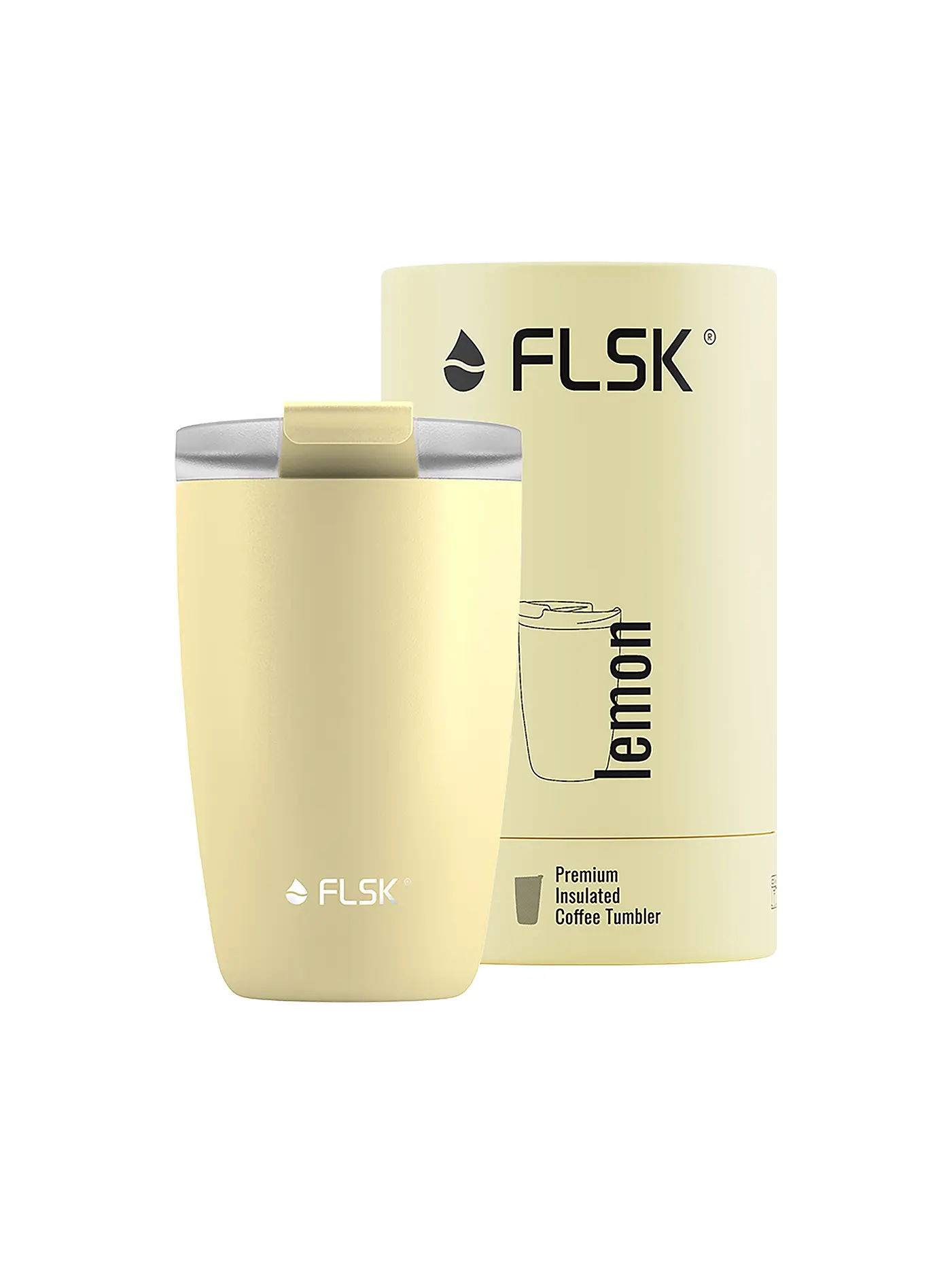 FLSK | Isolierbecher - Thermosbecher CUP Coffee to go-Becher 0,35l Lemon | gelb