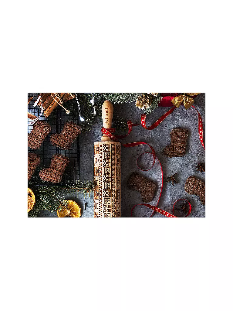 FOLKROLL | Teigrolle Christmas Joy 43cm | braun