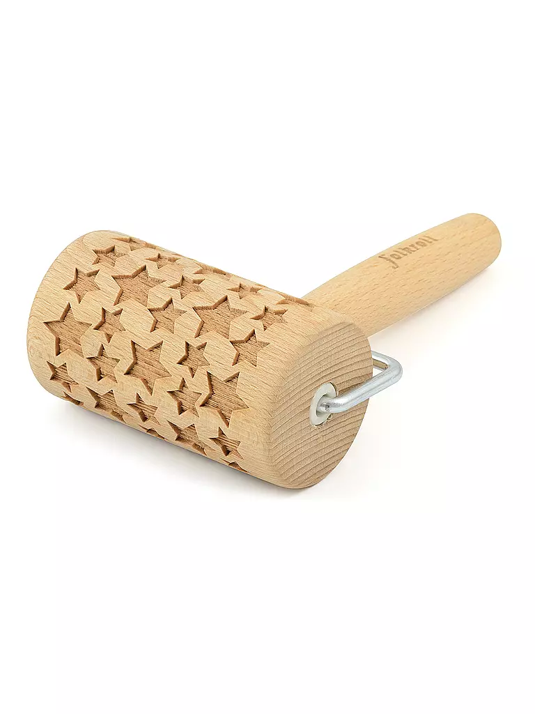 FOLKROLL | Teigrolle STERNE Mini 9,5cm Buche / 3D-Motiv | hellbraun