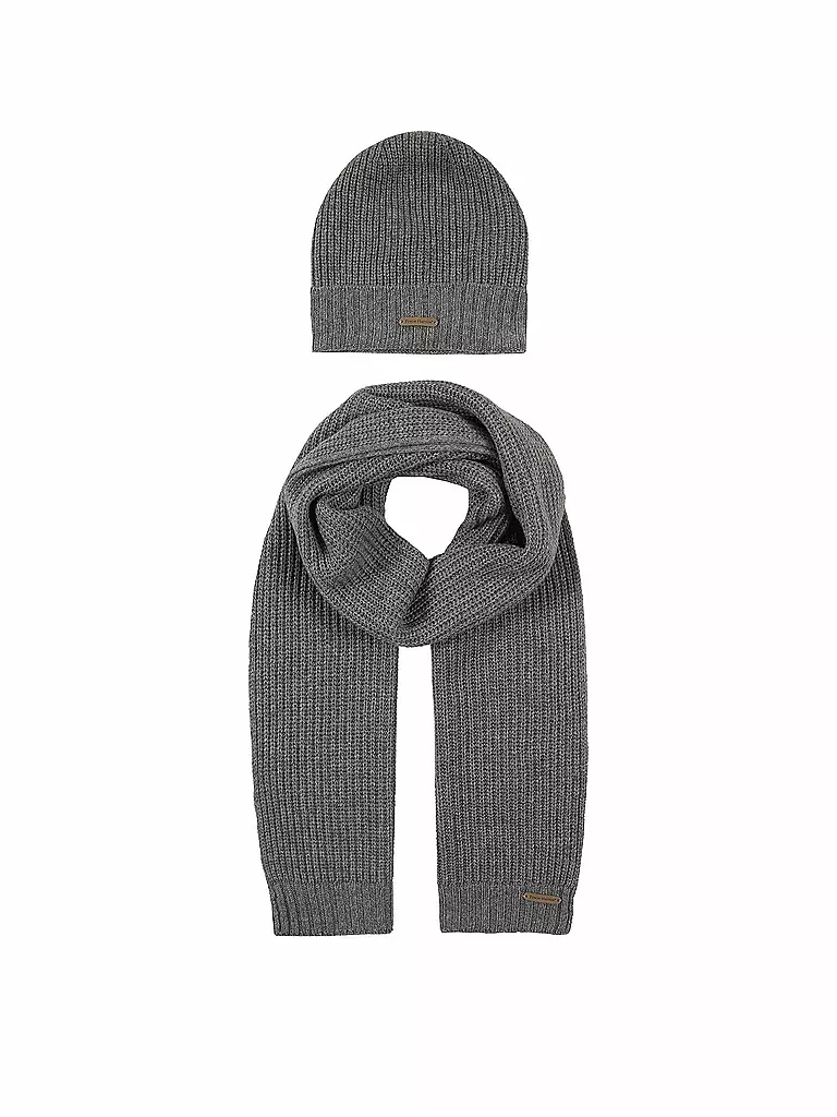 FYNCH HATTON | Geschenkset Schal und Mütze | grau