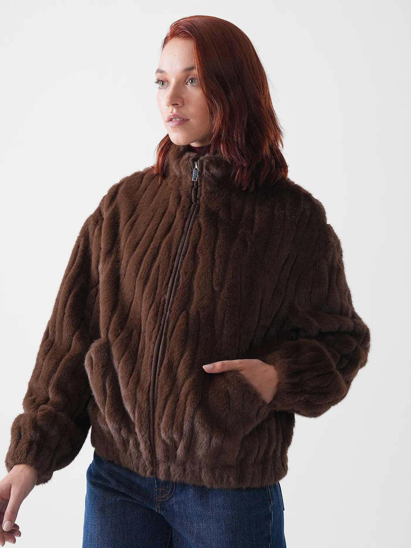 FYNCH HATTON | Jacke in Felloptik  | braun
