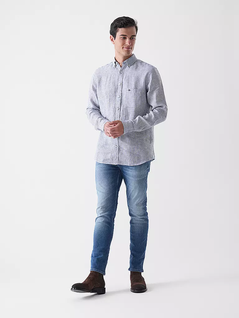 FYNCH HATTON | Leinenhemd Casual Fit | blau