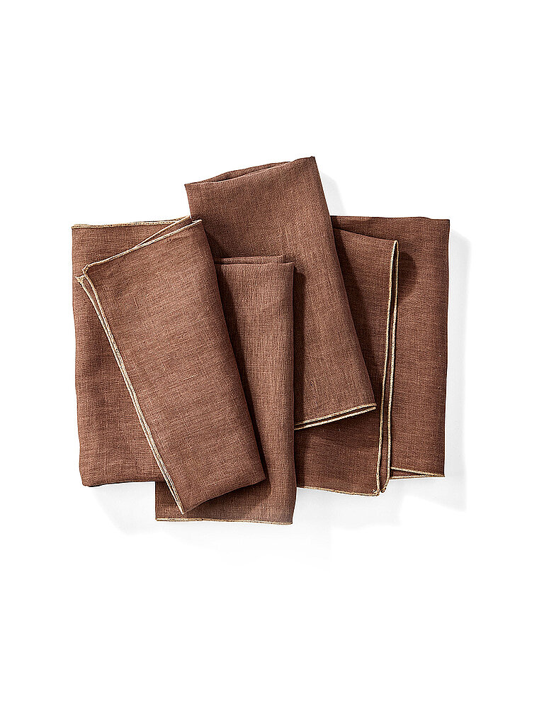 FYNCH-HATTON Leinen-Servietten 4-tlg LUMO Walnut hellbraun baby
