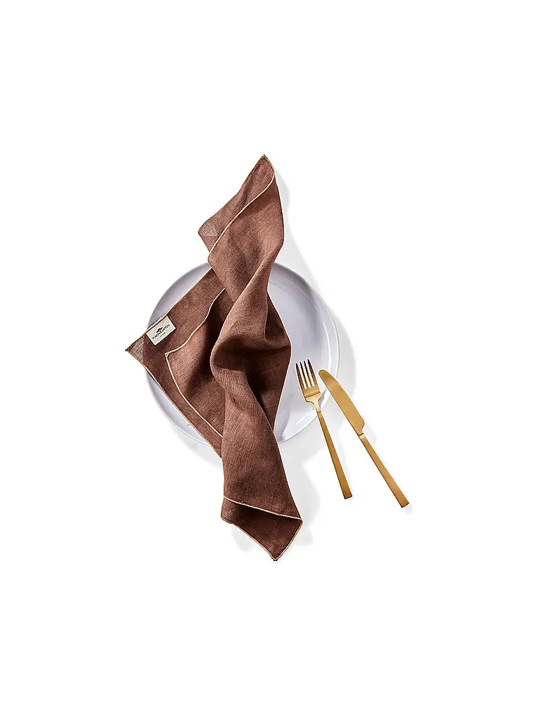 FYNCH-HATTON | Leinen-Servietten 4-tlg LUMO Walnut | hellbraun