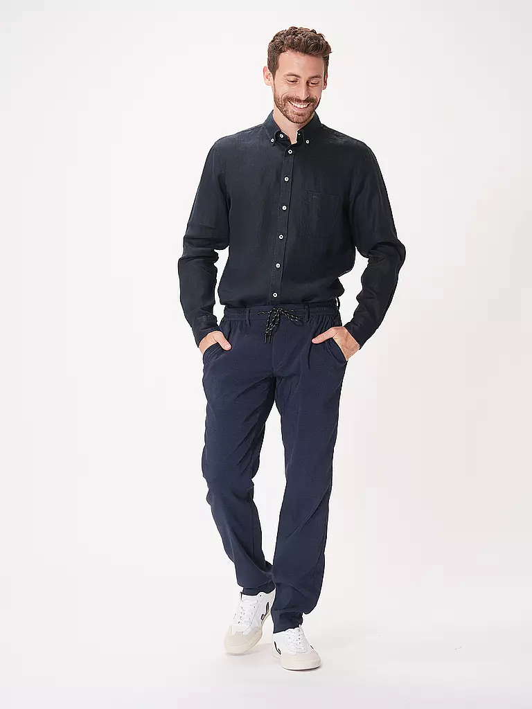 FYNCH-HATTON | Leinenhemd Casual Fit | dunkelblau