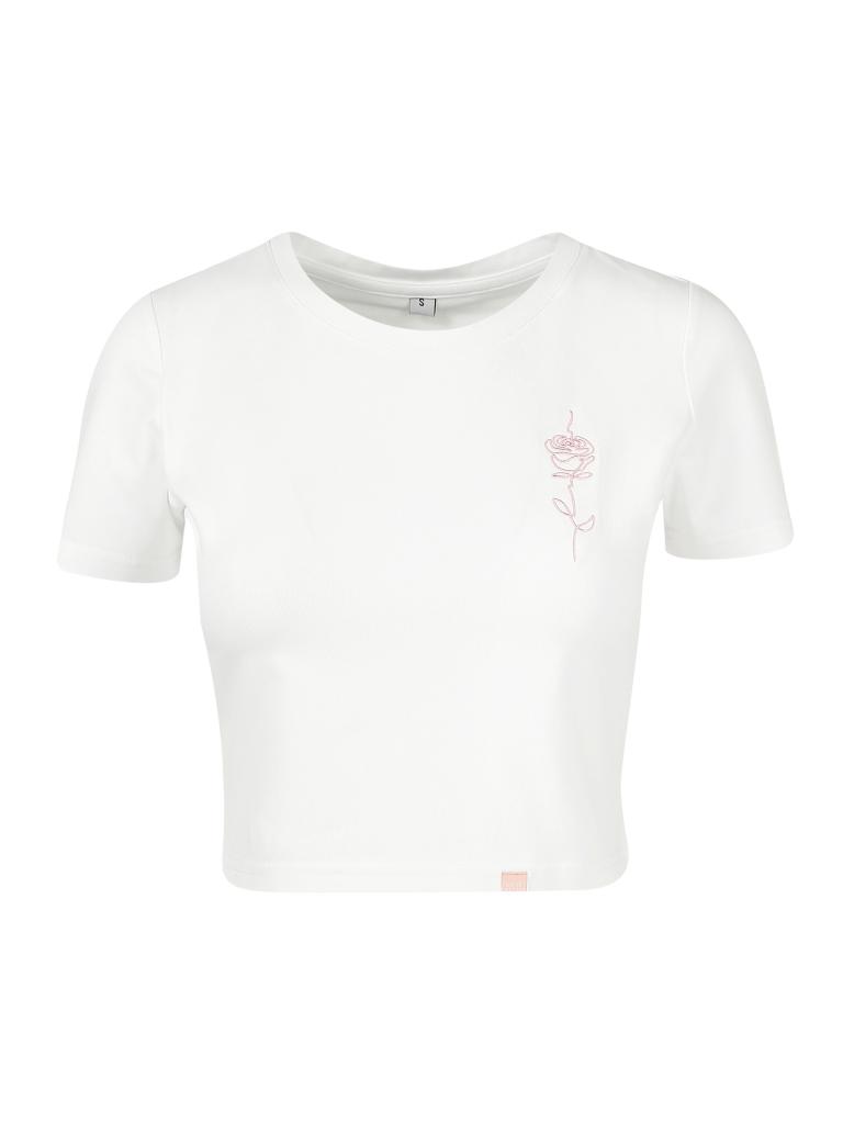GAINS AND ROSES | T Shirt Cropped | weiß