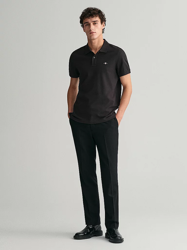 Poloshirt GANT "REG SHIELD SS PIQUE POLO", Herren, Gr. XXL, schwarz, Jersey, Obermaterial: 100% Baumwolle, unifarben, regular fit hüftlang, hoch geschlossener Ausschnitt, Bündchen, Shirts, mit Logo und Flachstrickkragen 100% Baumwolle Pique 3