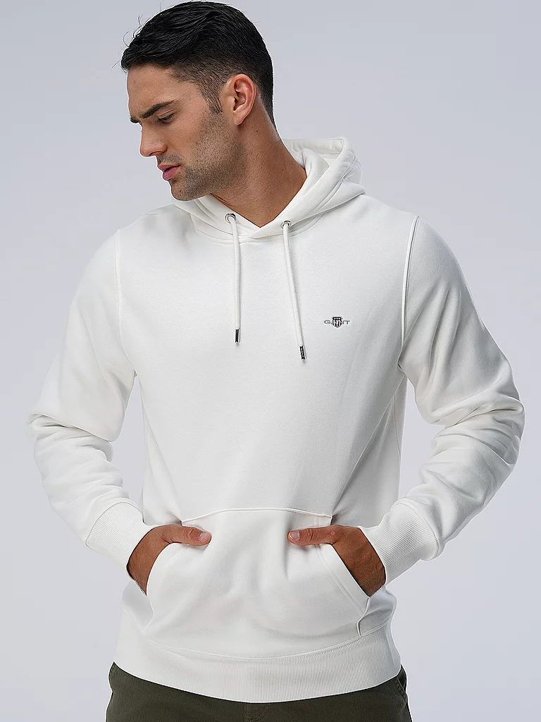 Gant pour homme. 2007058 Sweat à capuche Shield blanc cassé (L), Casuel, Coton, Durable 4