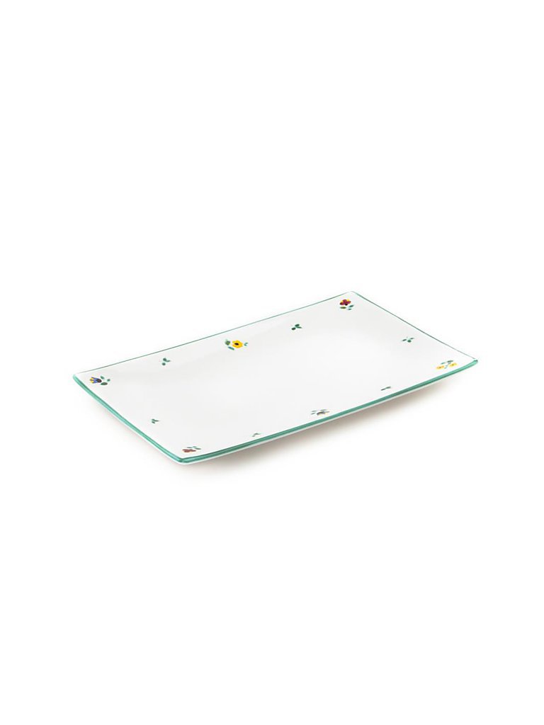 GMUNDNER KERAMIK Platte rechteckig Streublumen 36x15cm bunt