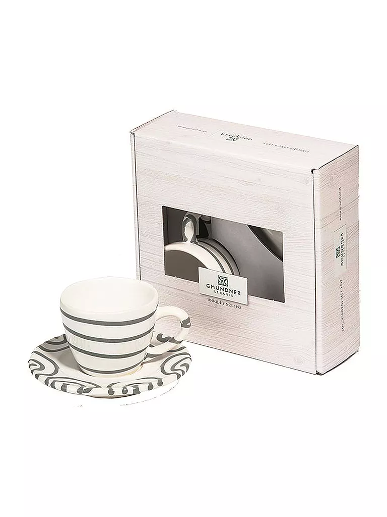 GMUNDNER KERAMIK | Tasse und Untertasse - Espresso for you Gourmet - 2-tlg. (graugeflammt) | grau