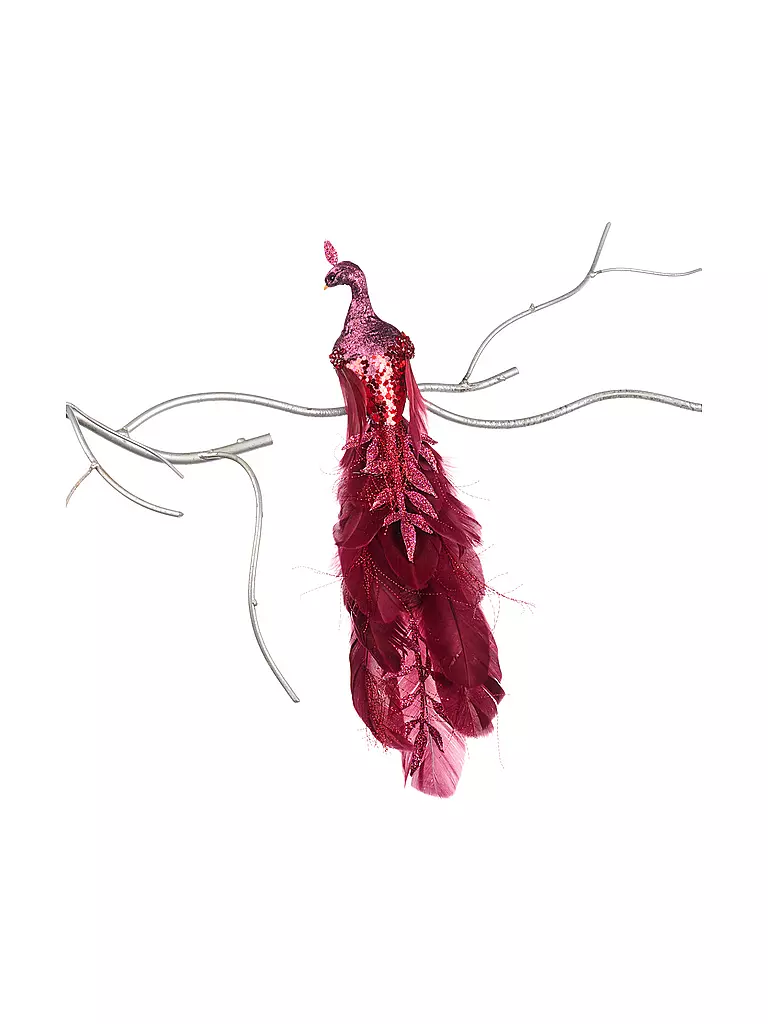 GOODWILL | Dekofigur  Leaf Peacock on Clip 36cm red | rot
