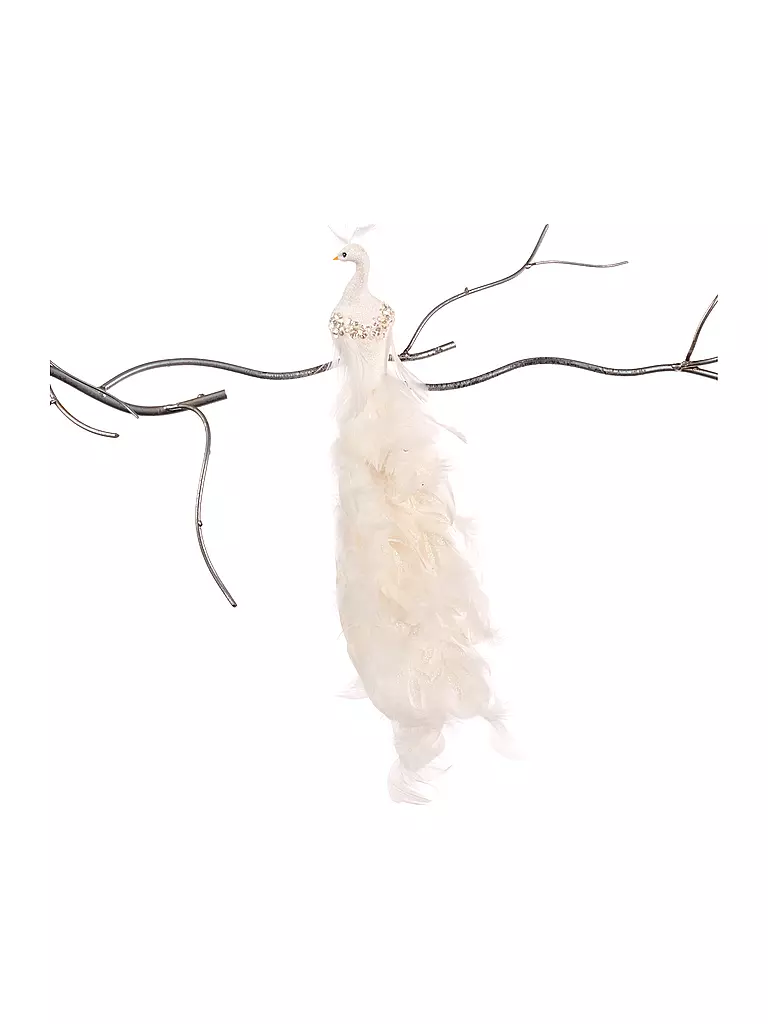 GOODWILL | Dekofigur  Leaf Peacock on Clip 41cm weiß | weiss