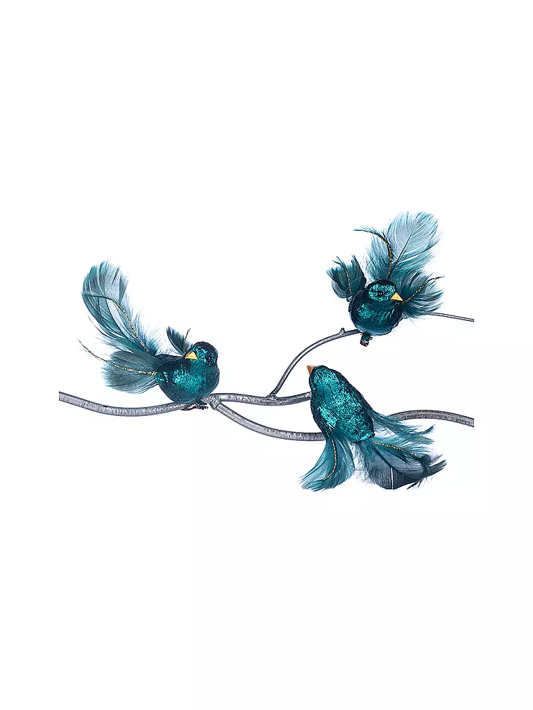 GOODWILL | Dekofigur Bird on clip 14cm blue/green | petrol
