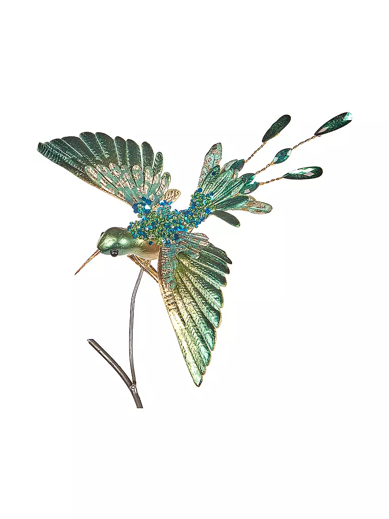 GOODWILL | Dekofigur Hummingbird on clip 20cm  green/gold | petrol
