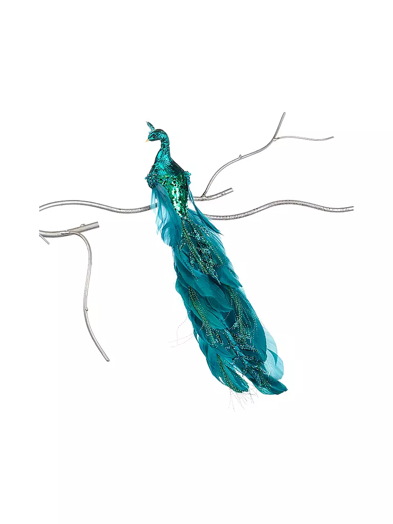 GOODWILL | Dekofigur Leaf Peacock on Clip 36cm blue/green | petrol
