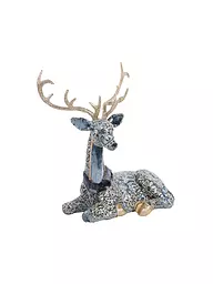 GOODWILL | Dekofigur Lying Deer 54cm blue/grey/gold | blau