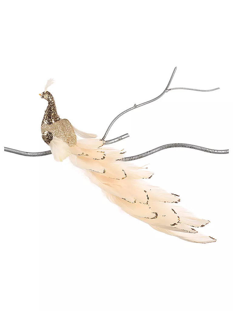 GOODWILL | Dekofigur Peacock on Clip 28cm champ/cream | creme