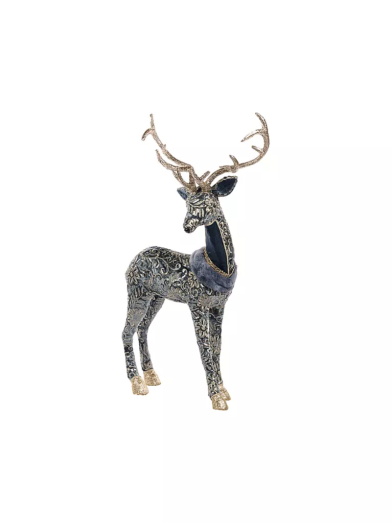 GOODWILL | Dekofigur Standing  Deer 73cm blue/grey/gold | blau